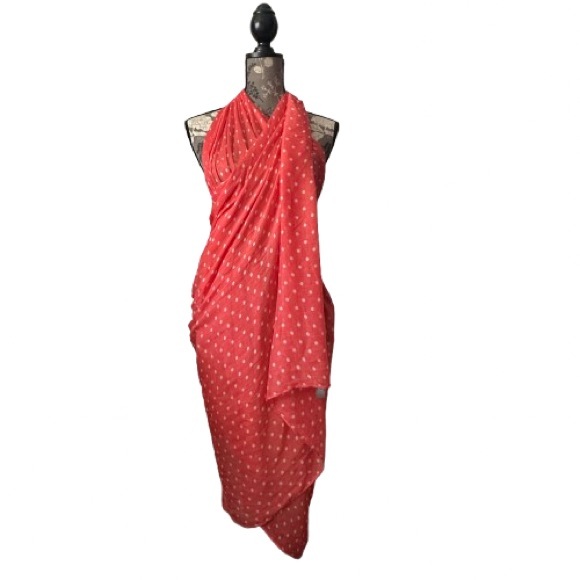 jcpenney Other - JCP Coral & White Polka Dot Viscose Wraparound Beach & Multi Purpose Wear Scarf